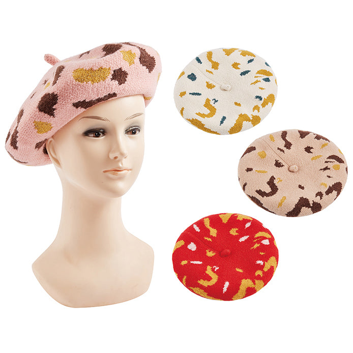 Wholesale Clothing Accessories Lady Hat Leopard Print Beret Nh295