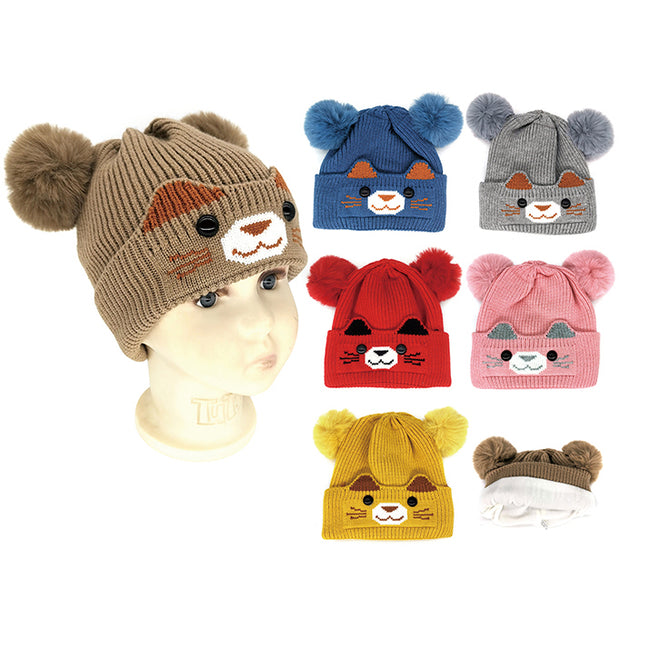 Wholesale Clothing Accessories Kid Hat Double Pom Animal Winter Nh261