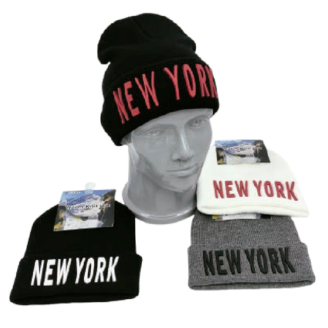 Wholesale Clothing Accessories New York Hat Printed Knit Winter All Nh213