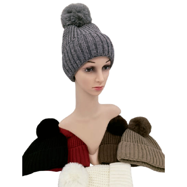Wholesale Clothing Accessories Lady Hat Corn Knit Single Pom Nh220
