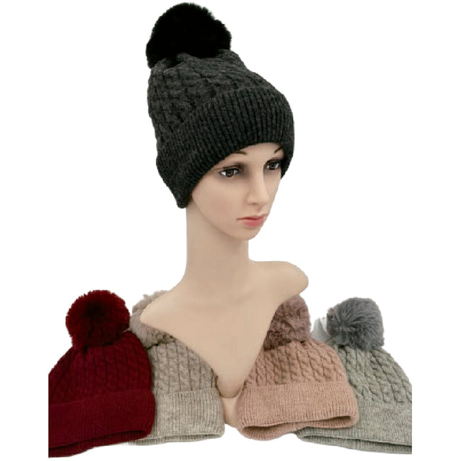 Wholesale Clothing Accessories Winter Hat Single Pom Knit Nh226