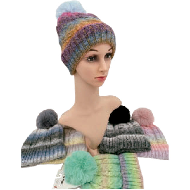 Wholesale Clothing Accessories Lady Hat Rainbow Single Pom Nh228