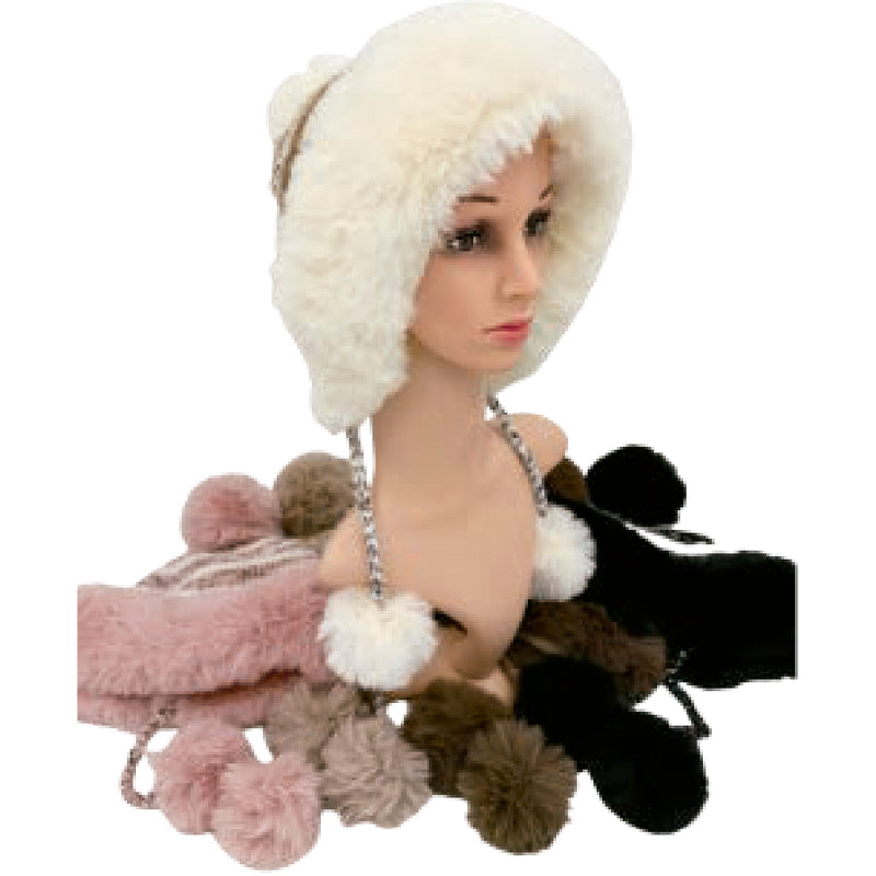 Wholesale Clothing Accessories Lady Hat Three Pom Princess Knit Nh230