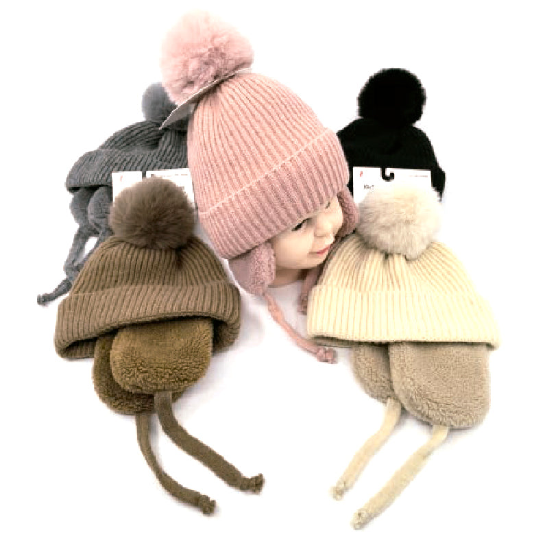 Wholesale Clothing Accessories Hat W Ear Cover Pom Ear Cover Children’s Nh250