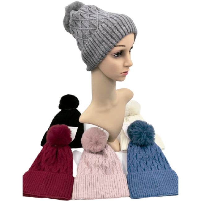 Wholesale Clothing Accessories Lady Hat Fur Plaid Women's Winter Hat Nh263