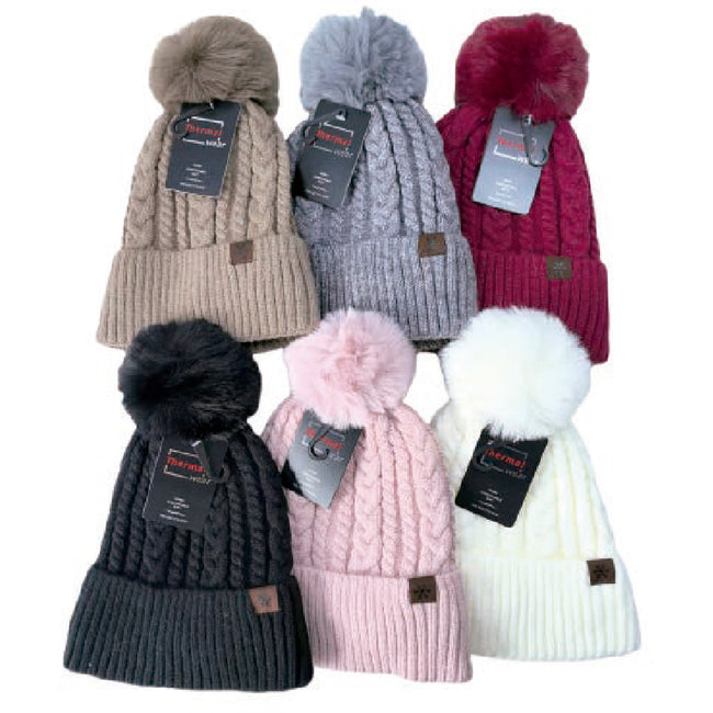 Wholesale Clothing Accessories Winter Hat Pom Cable Knit Nh282