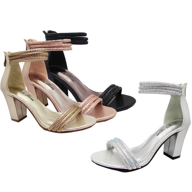 Wholesale Women's Sandals Sparkly Heels Ankle Strap Magnolia NFI2