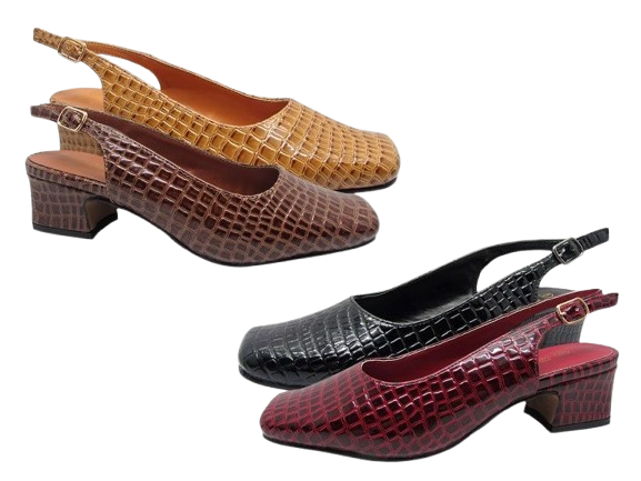 Wholesale Women's PU Croc Pattern Pumps Textured Elegance Shoes Jasmine NFJ2