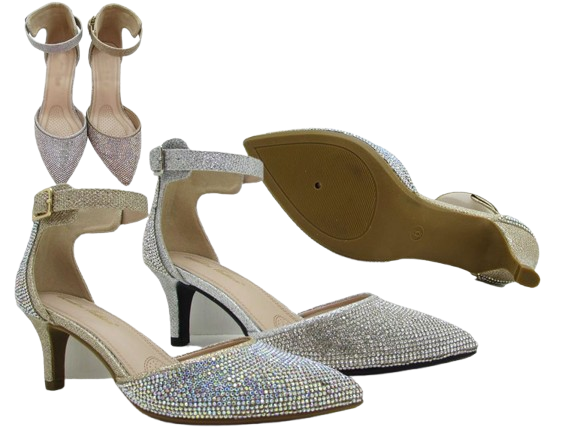 Wholesale Women's Pointed Toe Rhinestone Heels Sparkle Style Shoes Nina NFj2r
