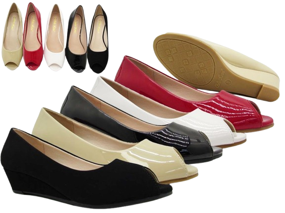 Wholesale Women's Patent Wedge Sandals Glossy Summer Look Shoes Lorelai NFM1