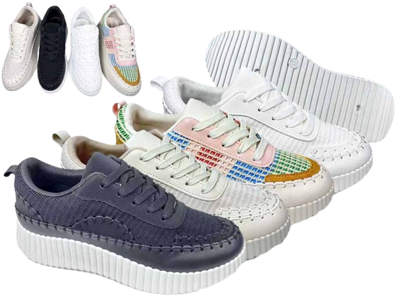 Wholesale Women's Versatile Lace-Up Sneakers Gym Walk Casual Use Shoes Aria NFSg