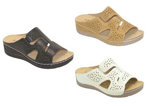 Wholesale Women's Sandals Wedge Side Ankle Strap Ladies Flat Brinley NG31