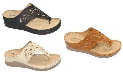 Wholesale Women's Sandals Wedge Thong Ankle Strap Ladies Flat Kiara NG32