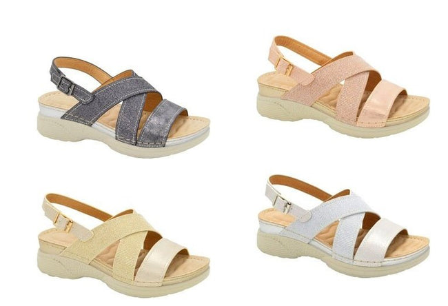 Wholesale Women's Sandals Casual Wedge Strap Ladies Flat Thea NG14