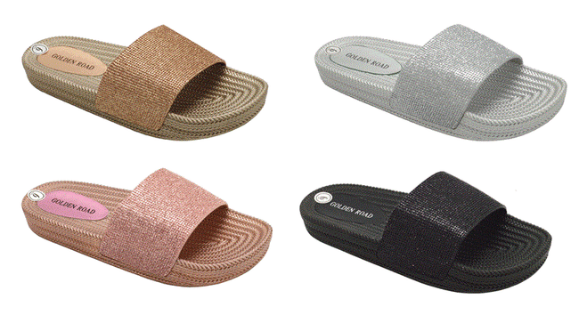 Wholesale Women's Slippers Girls Wedge Glitter Strap Mix Kailani NG1X