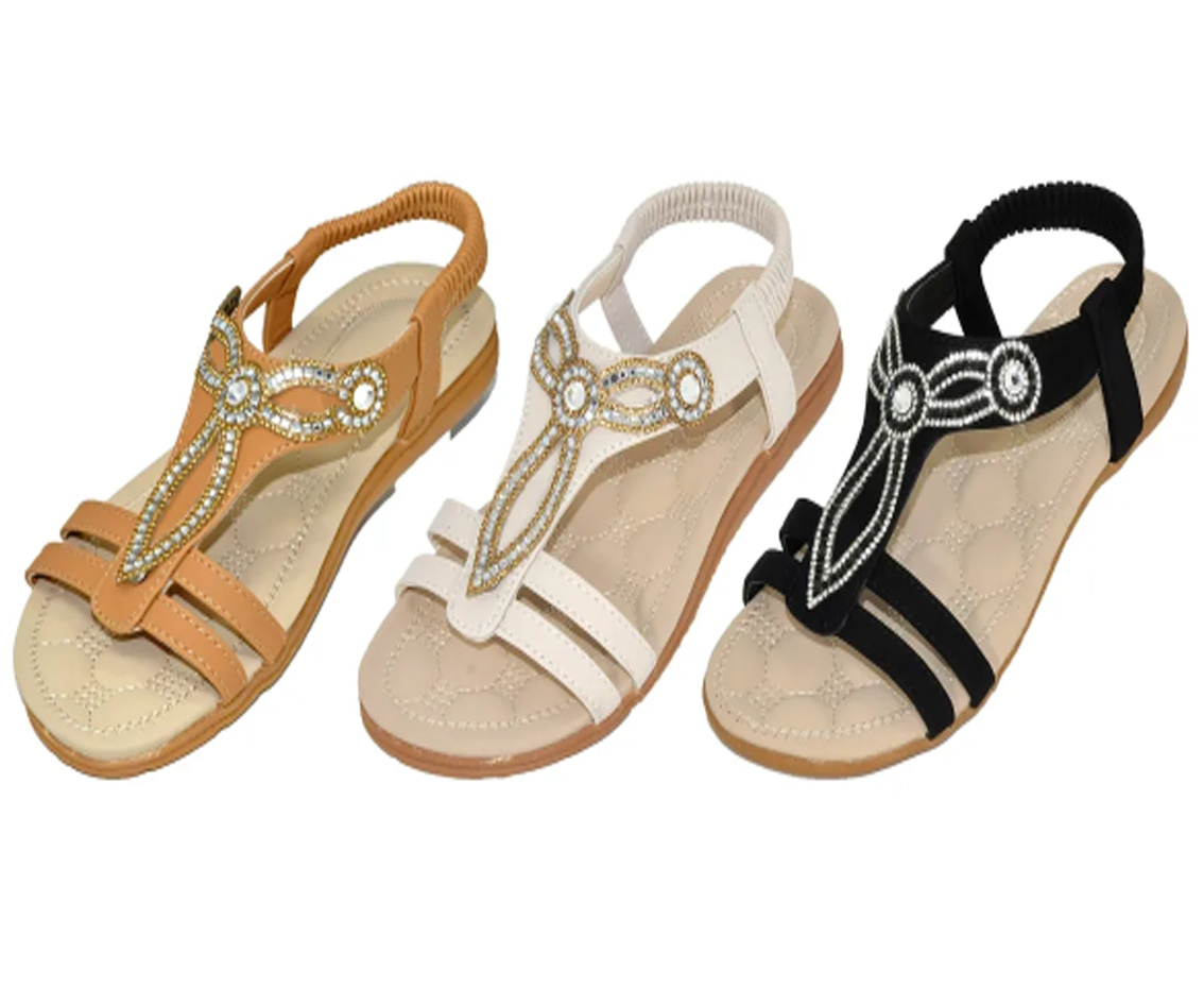 Wholesale Women's Sandals Ladies Mix Assorted Colors Sizes Flat Ankle Strap Jillian NSU29