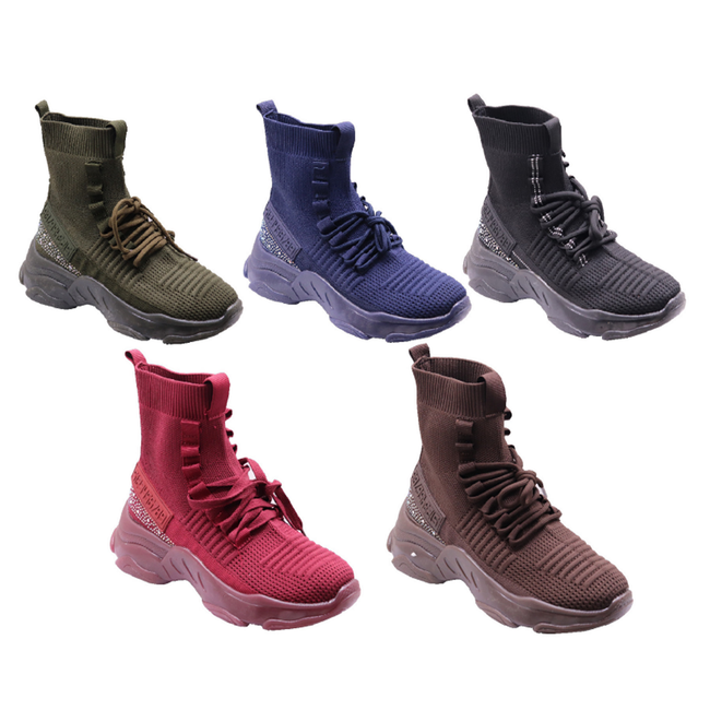 Wholesale Women's Shoes Lace Up High Top Sneakers Runners Kyla NPE92