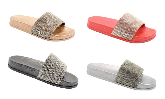 Wholesale Women's Slippers Casual Glitter Ladies Flat Mix Veronica NG2X