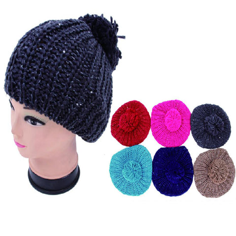 Wholesale Clothing Accessories Knit Beanie Rhinestone Flower Assorted NQ8S