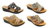 Wholesale Women's Sandals Casual Wedge Strap Ladies Flat Gem Kate NG88