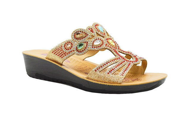 Wholesale Women's Sandals Casual Wedge Strap Ladies Flat Gem Mariana NG89