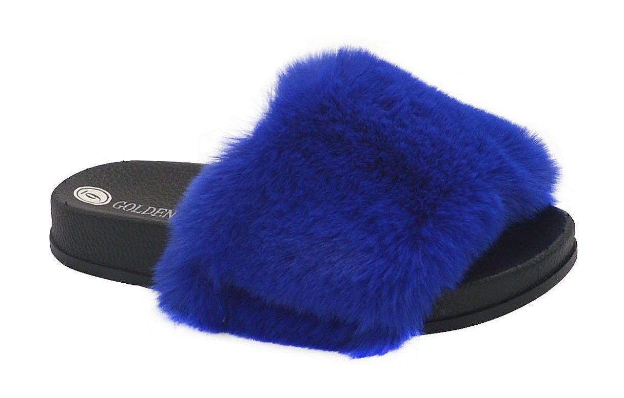 Wholesale Women's Slippers Girls Fur Flat Slidy Flip Flop Haley NG1W