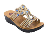 Wholesale Women's Sandals Casual Wedge Strap Ladies Flat Gem Mariana NG89