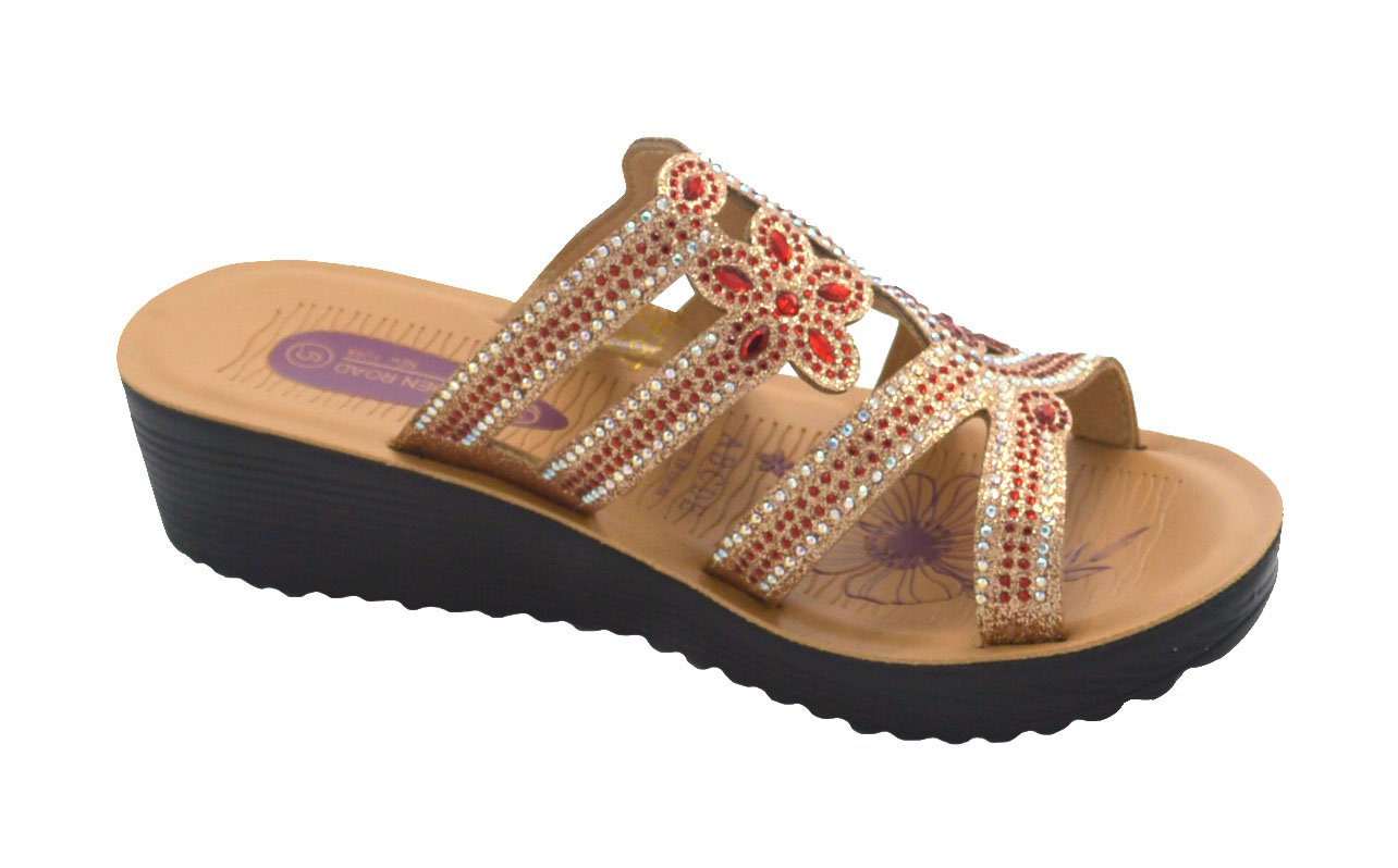 Wholesale Women's Sandals Casual Wedge Strap Ladies Flat Gem Lilah NG80