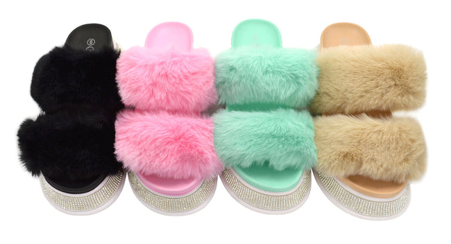 Wholesale Women's Slippers Fur Ladies Flat Slidy Flip Flop Madeleine NGd8